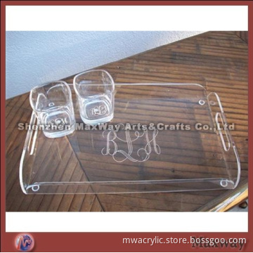 Pure Clear Square High Grade Acrylic Tray with Handle